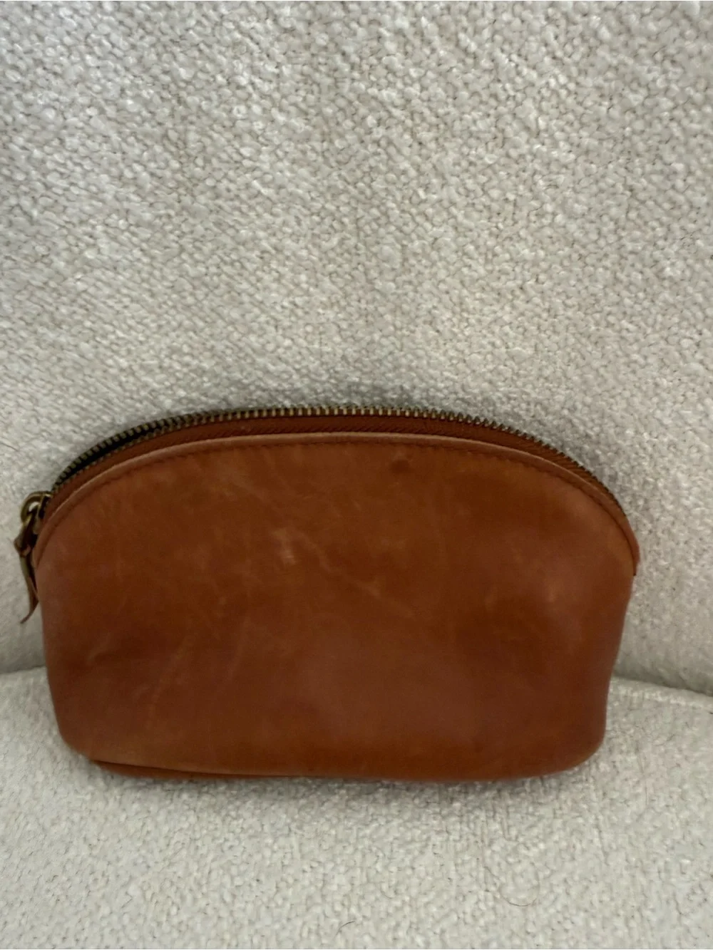 Madewell leather makeup pouch, color: English saddle